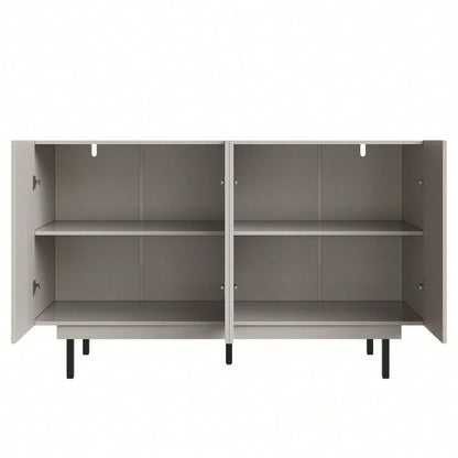 Esszimmerschrank (140*38,5*82,5cm), Esszimmer-Wohnzimmer-Aufbewahrungsschrank, einzigartiges Design, Schranktürdesign, freistehender Schrank, Minimalistisches Sideboard,Schwarz