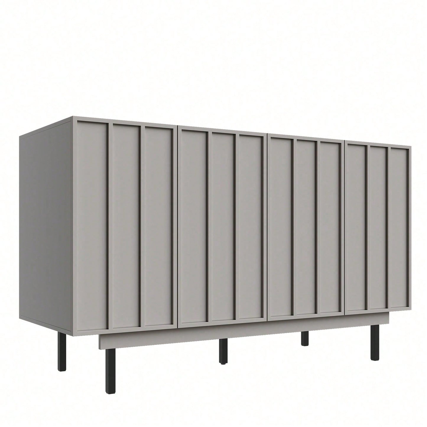 Esszimmerschrank (140*38,5*82,5cm), Esszimmer-Wohnzimmer-Aufbewahrungsschrank, einzigartiges Design, Schranktürdesign, freistehender Schrank, Minimalistisches Sideboard,Schwarz