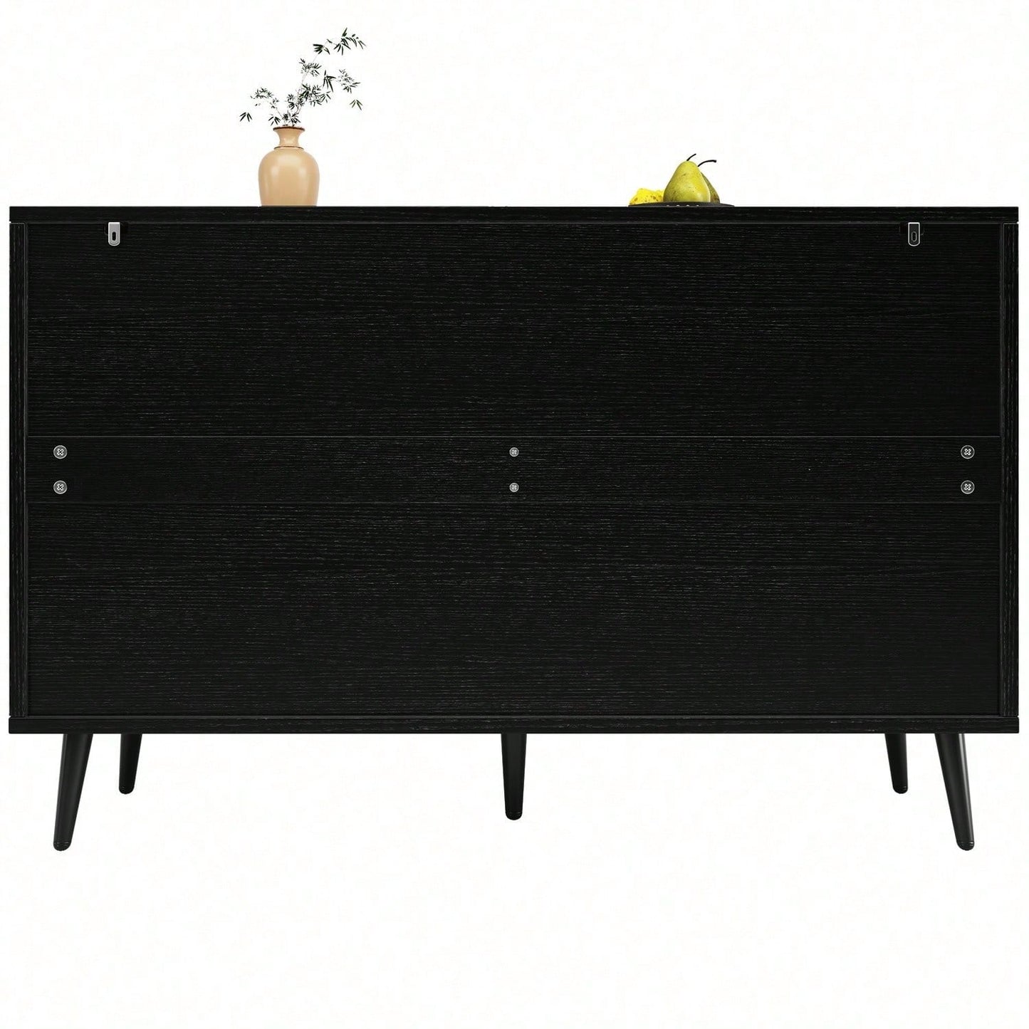 Esszimmerschrank (120*35*78cm), Esszimmer- und Wohnzimmer-Aufbewahrungsschrank, einzigartiges Schranktürdesign, freistehender Schrank, Antidumping, Fischgrätenmuster, geschnitzte Tür, schwarz