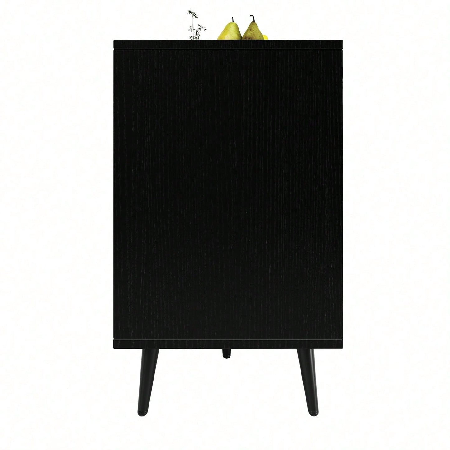 Esszimmerschrank (120*35*78cm), Esszimmer- und Wohnzimmer-Aufbewahrungsschrank, einzigartiges Schranktürdesign, freistehender Schrank, Antidumping, Fischgrätenmuster, geschnitzte Tür, schwarz