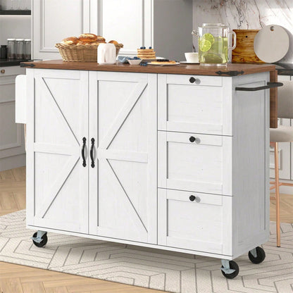 Kücheninsel, Servierwagen mit ausziehbarer Arbeitsplatte, Küchenschrank,Küchentrolley,Speisewagen mit Holzmaserung, Speisewagen mit zwei Türen und drei Schubladen