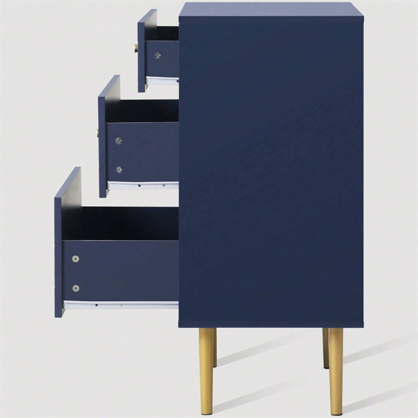 Schubladenkommode Kommode mit 3 Schubladen, Sideboard Highboard für Schlafzimmer & alle Wohnräume,Marineblau-H89/B75/T40 cm