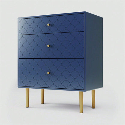 Schubladenkommode Kommode mit 3 Schubladen, Sideboard Highboard für Schlafzimmer & alle Wohnräume,Marineblau-H89/B75/T40 cm