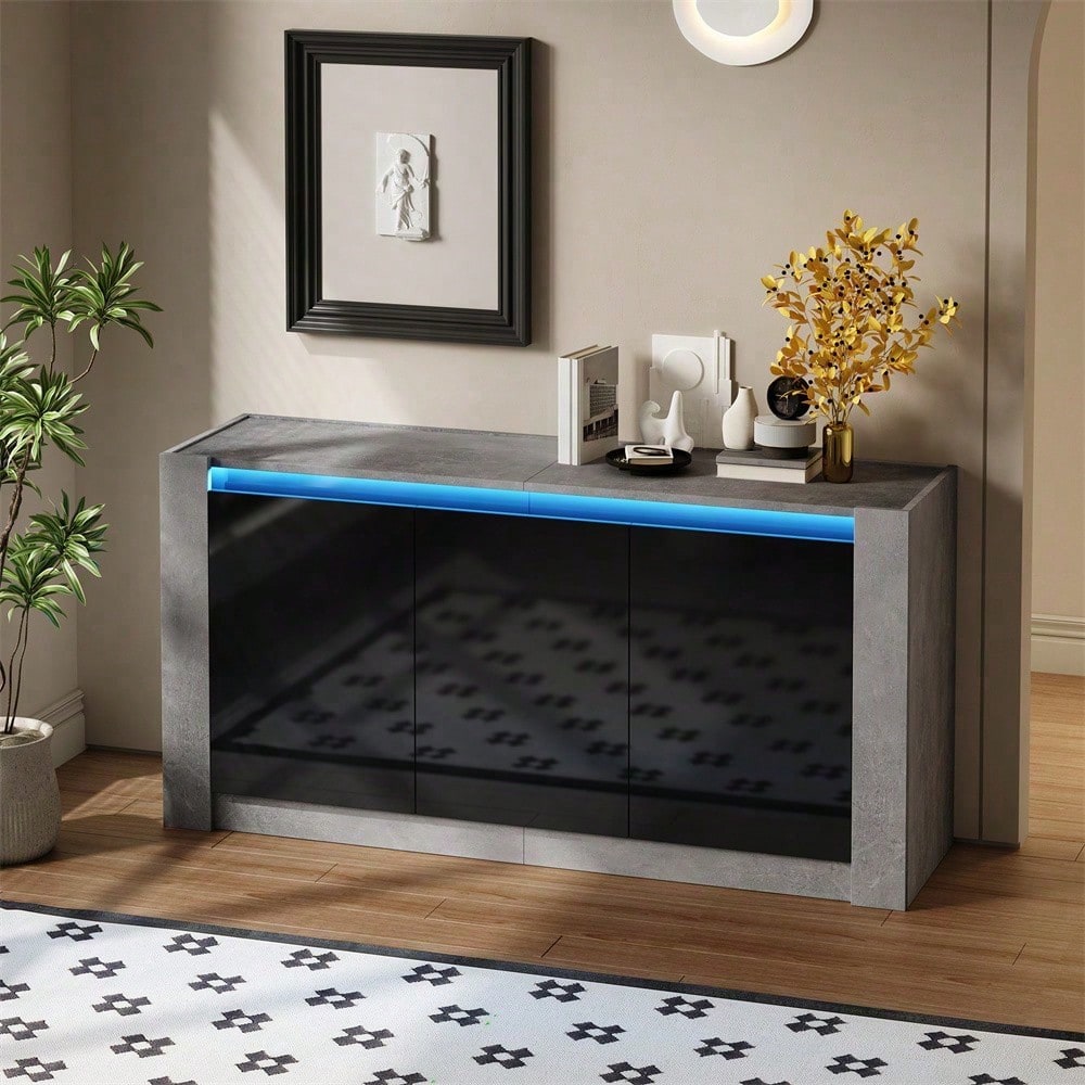Sideboard, Hochglanz farblich passender Kabinett, griffloses Design, mit Dämpfungsscharnieren und verstellbaren Einlegeböden