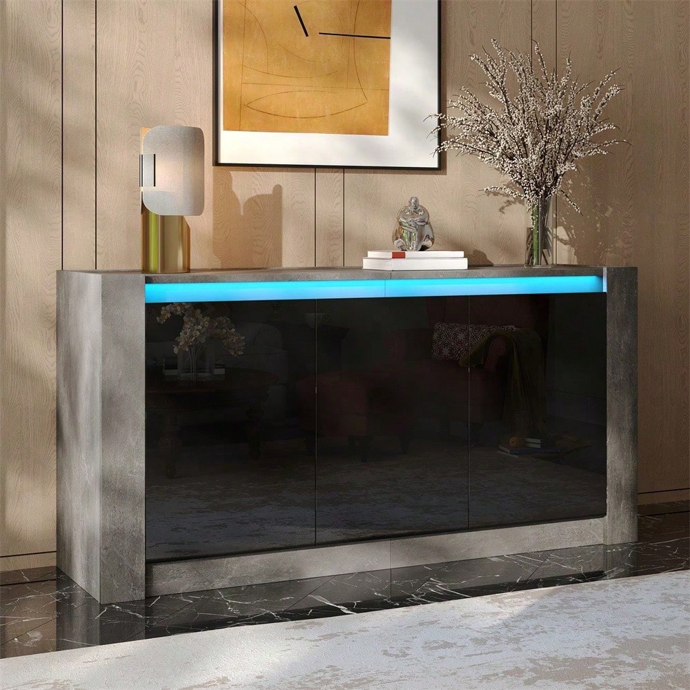 Sideboard, Hochglanz farblich passender Kabinett, griffloses Design, mit Dämpfungsscharnieren und verstellbaren Einlegeböden