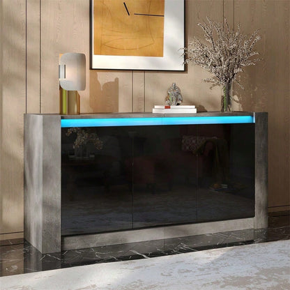 Sideboard, Hochglanz farblich passender Kabinett, griffloses Design, mit Dämpfungsscharnieren und verstellbaren Einlegeböden