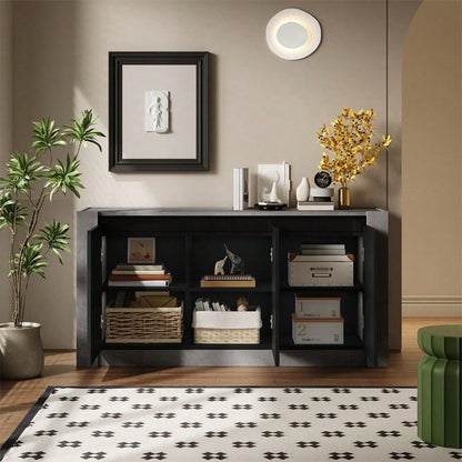 Sideboard, Hochglanz farblich passender Kabinett, griffloses Design, mit Dämpfungsscharnieren und verstellbaren Einlegeböden