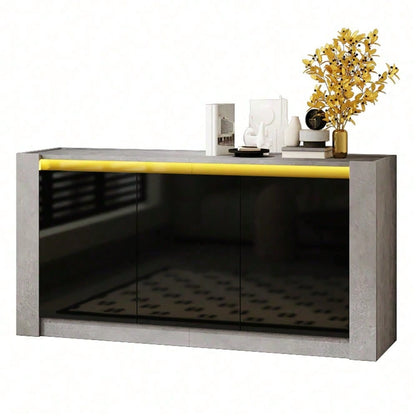 Sideboard, Hochglanz farblich passender Kabinett, griffloses Design, mit Dämpfungsscharnieren und verstellbaren Einlegeböden