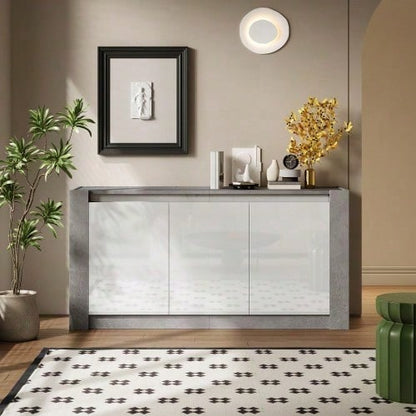 Sideboard, Hochglanz farblich passender Kabinett, griffloses Design, mit Dämpfungsscharnieren und verstellbaren Einlegeböden