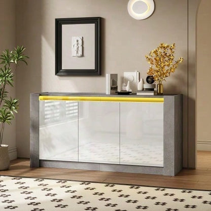 Sideboard, Hochglanz farblich passender Kabinett, griffloses Design, mit Dämpfungsscharnieren und verstellbaren Einlegeböden