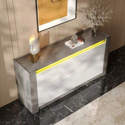 Sideboard, Hochglanz farblich passender Kabinett, griffloses Design, mit Dämpfungsscharnieren und verstellbaren Einlegeböden