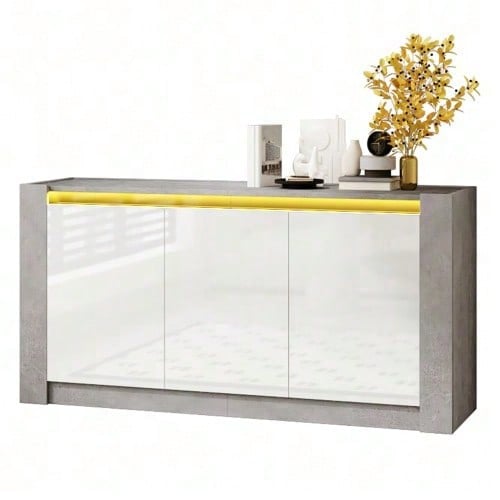 Sideboard, Hochglanz farblich passender Kabinett, griffloses Design, mit Dämpfungsscharnieren und verstellbaren Einlegeböden