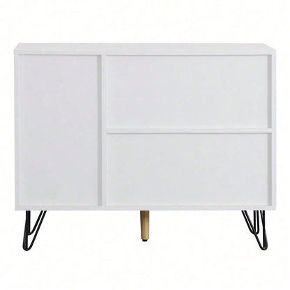 Moderner Aufbewahrungsschrank, Sideboard in Schwarz und Holzoptik mit Schublade und höhenverstellbaren Einlegeböden (90 x 30 x 71,5 cm)