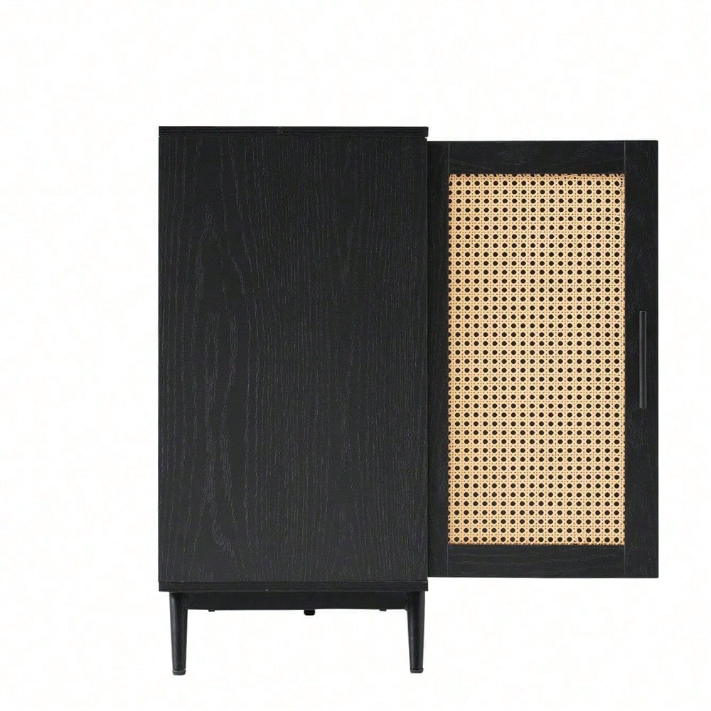 Sideboard mit Glastüren aus Rattan, halbrunde Tür, hochwertige Aufbewahrungsmöbel