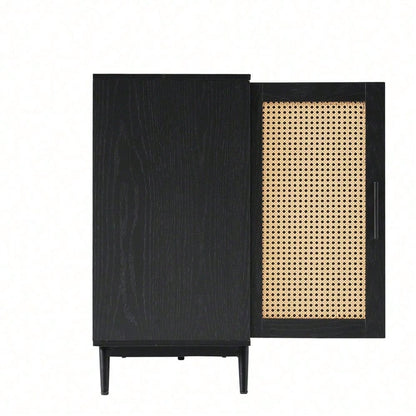 Sideboard mit Glastüren aus Rattan, halbrunde Tür, hochwertige Aufbewahrungsmöbel