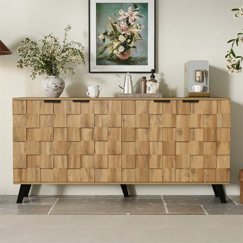 Moderner Sideboard mit 4 Türen, 160,5 x 35,5 x 78 cm – Praktisches Design für Wohnzimmer, Schlafzimmer und Esszimmer