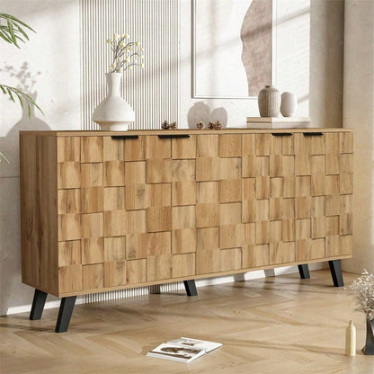 Moderner Sideboard mit 4 Türen, 160,5 x 35,5 x 78 cm – Praktisches Design für Wohnzimmer, Schlafzimmer und Esszimmer