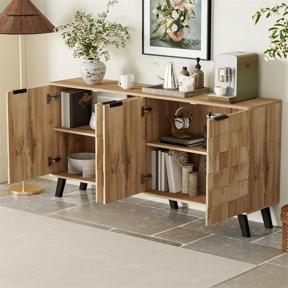 Moderner Sideboard mit 4 Türen, 160,5 x 35,5 x 78 cm – Praktisches Design für Wohnzimmer, Schlafzimmer und Esszimmer