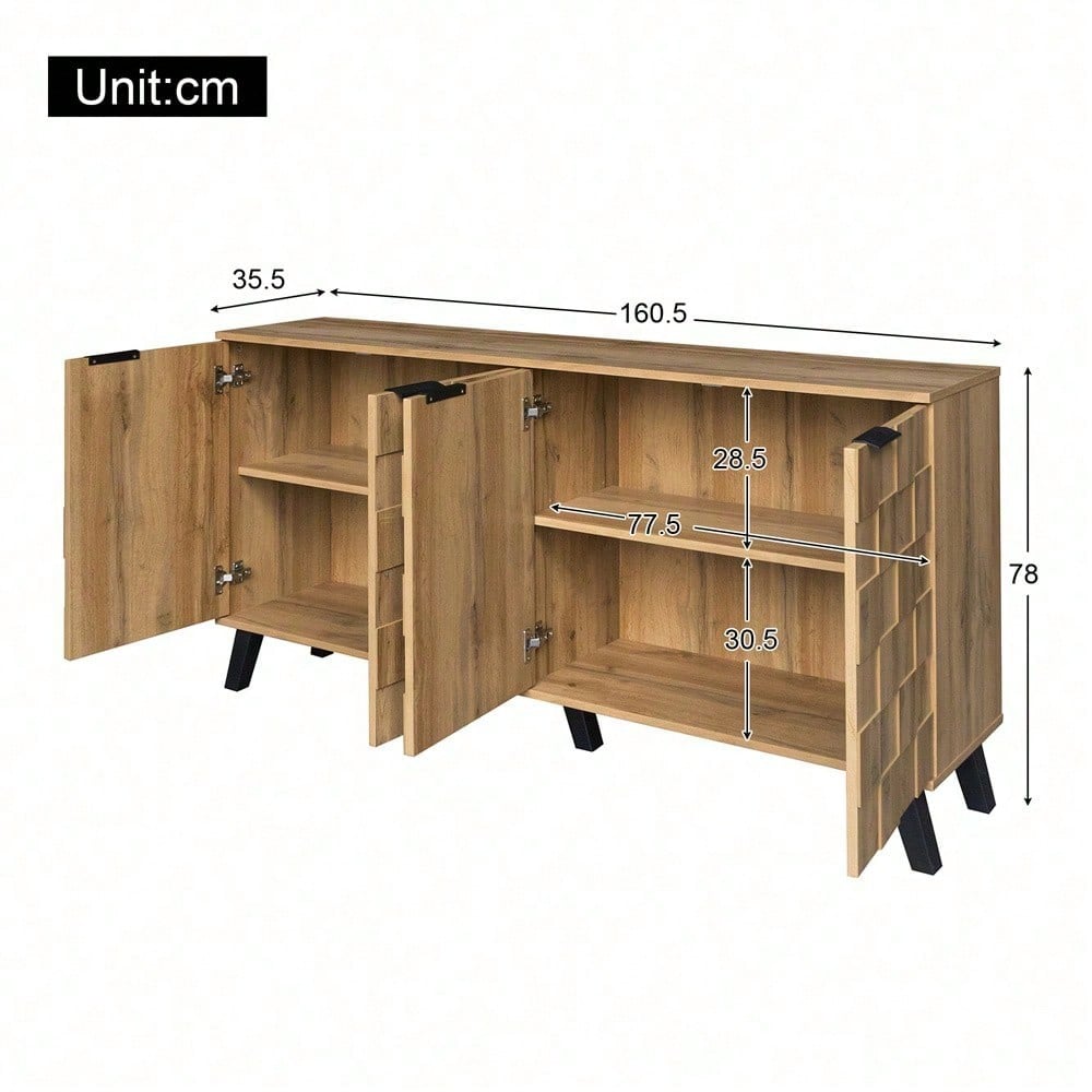 Moderner Sideboard mit 4 Türen, 160,5 x 35,5 x 78 cm – Praktisches Design für Wohnzimmer, Schlafzimmer und Esszimmer