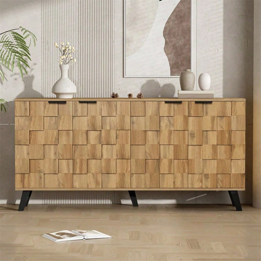 Moderner Sideboard mit 4 Türen, 160,5 x 35,5 x 78 cm – Praktisches Design für Wohnzimmer, Schlafzimmer und Esszimmer