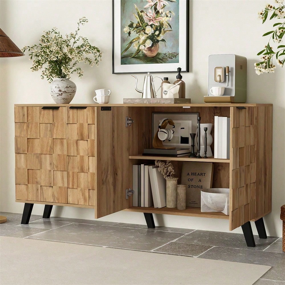 Moderner Sideboard mit 4 Türen, 160,5 x 35,5 x 78 cm – Praktisches Design für Wohnzimmer, Schlafzimmer und Esszimmer