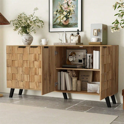 Moderner Sideboard mit 4 Türen, 160,5 x 35,5 x 78 cm – Praktisches Design für Wohnzimmer, Schlafzimmer und Esszimmer