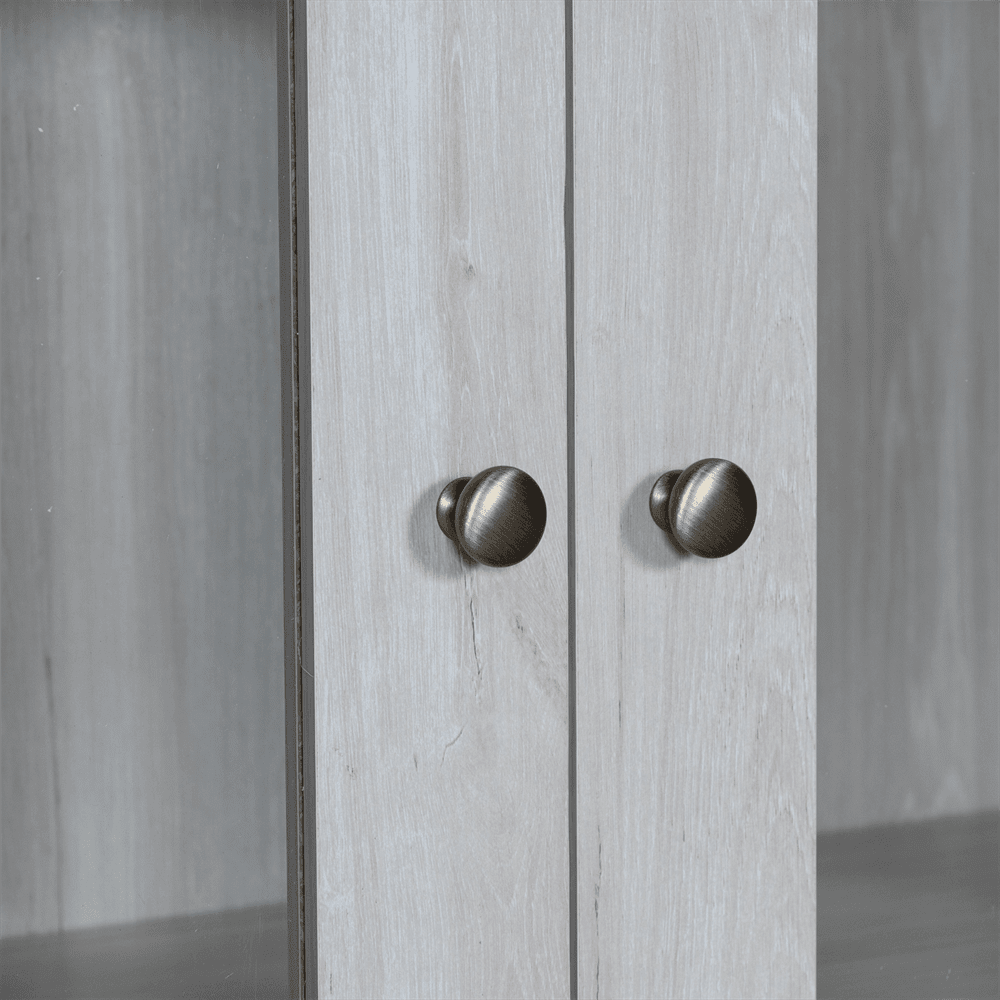 Moderner Highboard Schrank 80x34x171 cm – Holzoptik mit Glastüren, 3 Schubladen & Kupfergriffen – Stilvoller Stauraum für Wohnzimmer, Büro & Flur