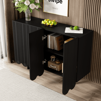 Sideboard, tropfenförmiges Sideboard mit geformten Türen und Pufferscharnier