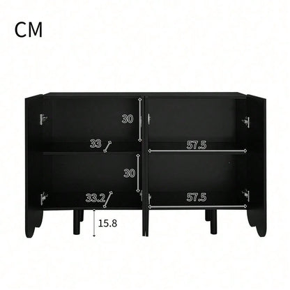 Sideboard, tropfenförmiges Sideboard mit geformten Türen und Pufferscharnier