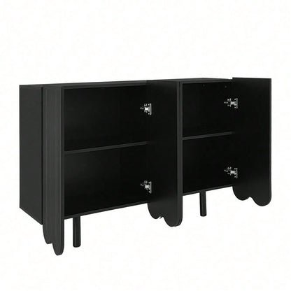 Sideboard, tropfenförmiges Sideboard mit geformten Türen und Pufferscharnier