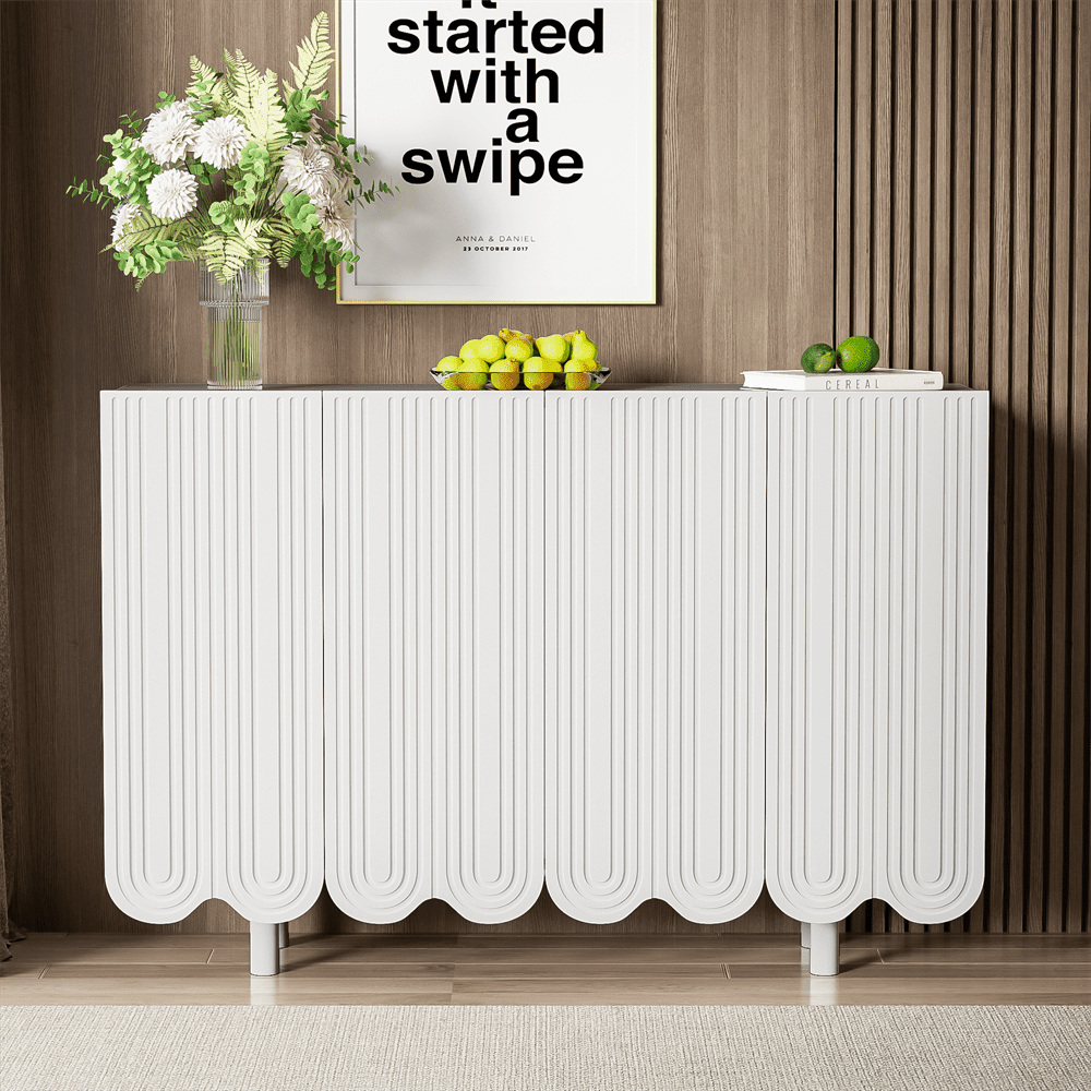 Sideboard, tropfenförmiges Sideboard mit geformten Türen und Pufferscharnier