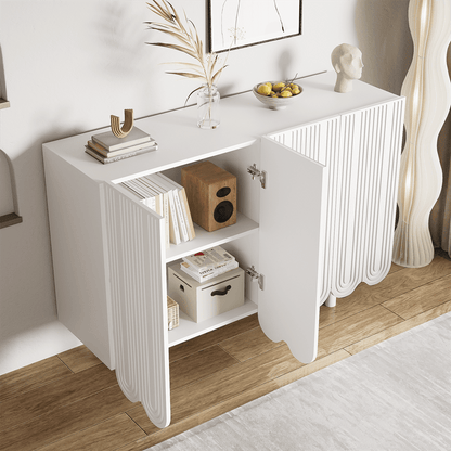 Sideboard, tropfenförmiges Sideboard mit geformten Türen und Pufferscharnier