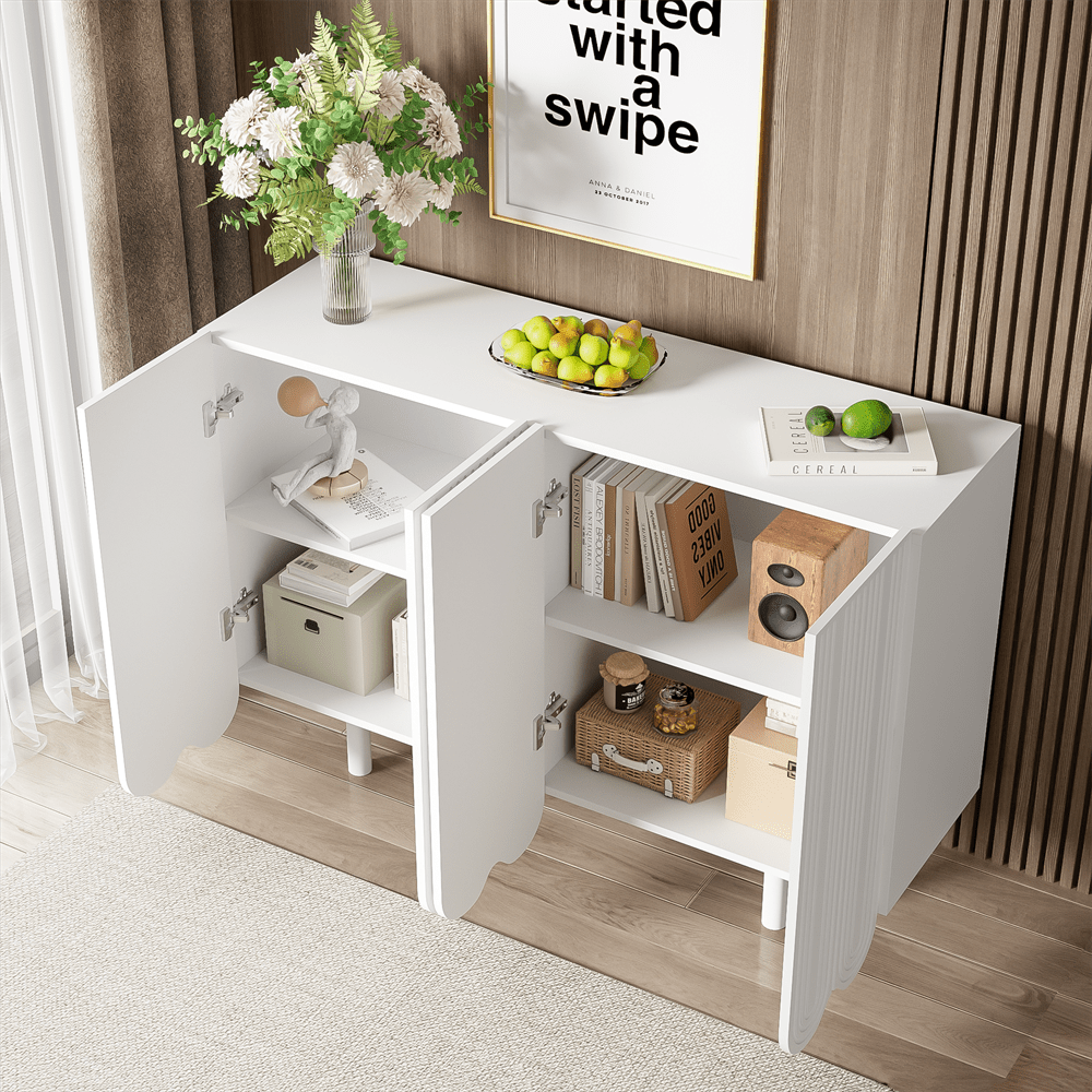 Sideboard, tropfenförmiges Sideboard mit geformten Türen und Pufferscharnier