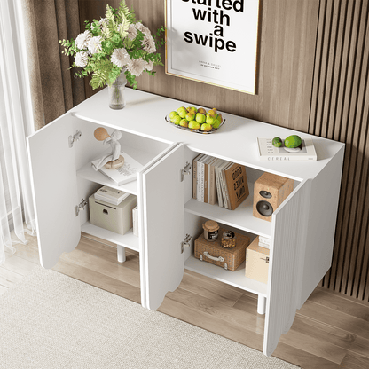 Sideboard, tropfenförmiges Sideboard mit geformten Türen und Pufferscharnier