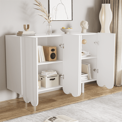 Sideboard, tropfenförmiges Sideboard mit geformten Türen und Pufferscharnier