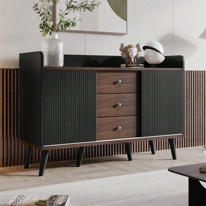 Sideboard mit drei Schubladen, exquisite Maserung. Sideboard für Schlafzimmer und Wohnzimmer, Moderne Holzfarbe-Sideboard mit Stauraumregalen. H80/L117,5/T40 cm