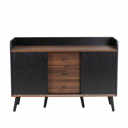 Sideboard mit drei Schubladen, exquisite Maserung. Sideboard für Schlafzimmer und Wohnzimmer, Moderne Holzfarbe-Sideboard mit Stauraumregalen. H80/L117,5/T40 cm