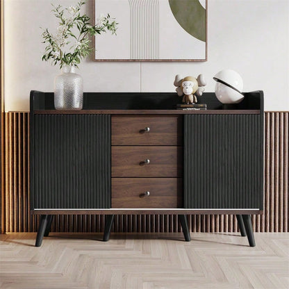 Sideboard mit drei Schubladen, exquisite Maserung. Sideboard für Schlafzimmer und Wohnzimmer, Moderne Holzfarbe-Sideboard mit Stauraumregalen. H80/L117,5/T40 cm