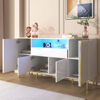 Sideboard, hochglänzende schwarze Kommode mit 1 Schublade, Kommode, Schlafzimmerkommode, hochglänzendes schwarzes Sideboard – B150/T40/H80cm