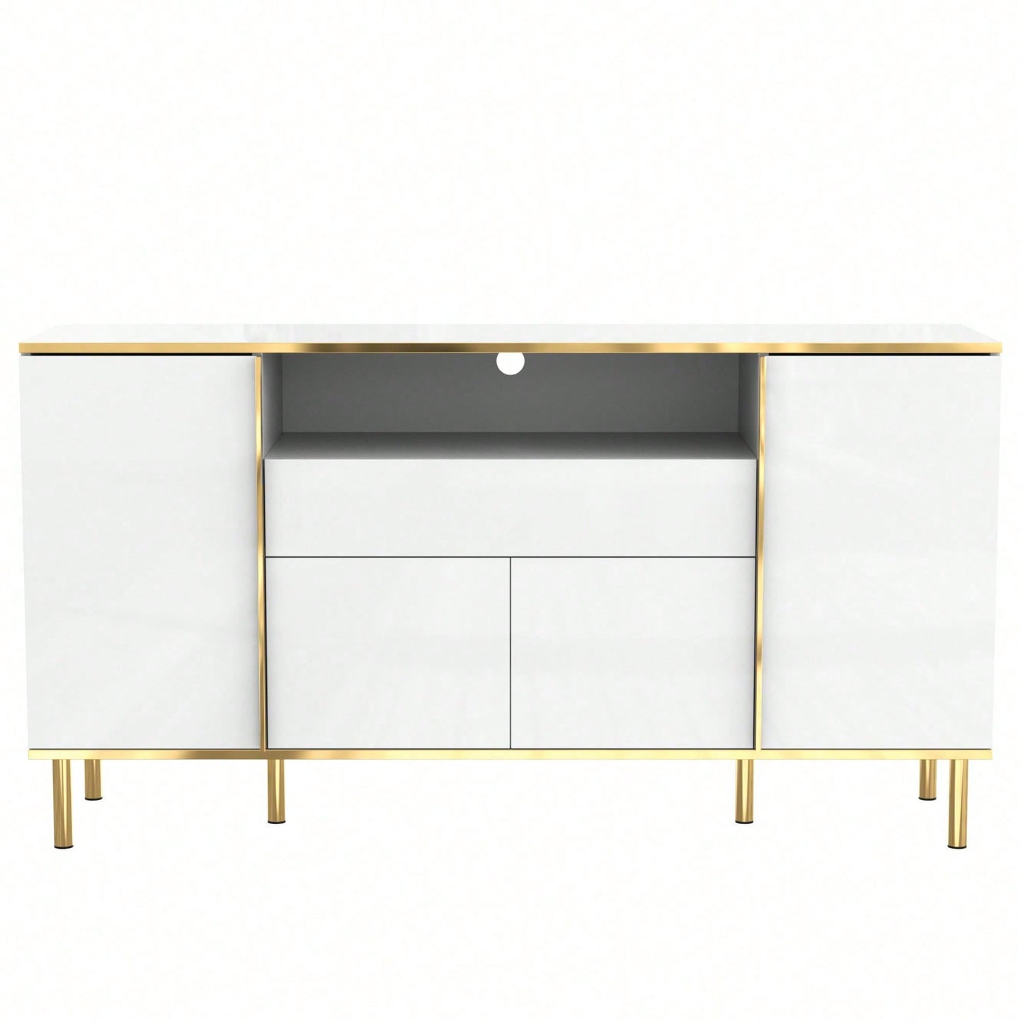 Sideboard, hochglänzende schwarze Kommode mit 1 Schublade, Kommode, Schlafzimmerkommode, hochglänzendes schwarzes Sideboard – B150/T40/H80cm