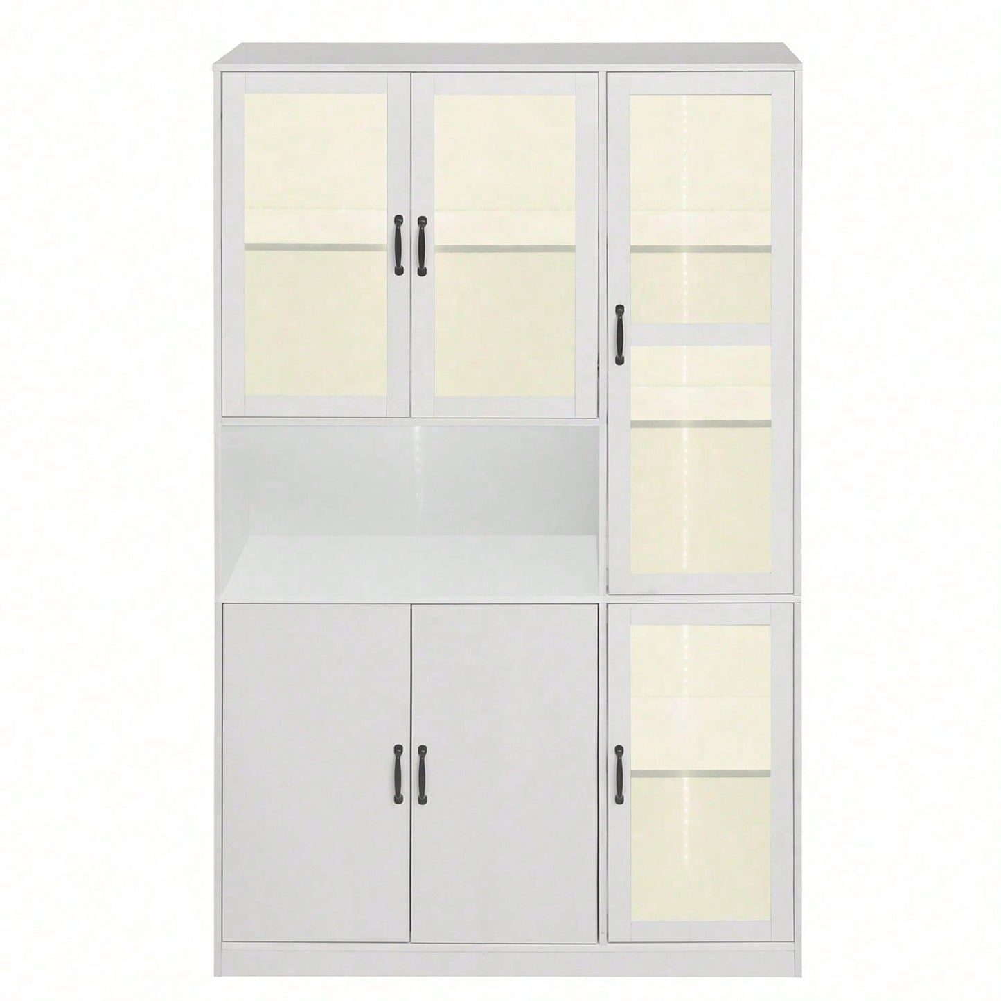 Weißer Vitrinenschrank, Bücherregale mit Türen, Standregale für Bücher, große Küchenanrichte, Vorratsschrank, Luxus-Bücherregal mit LED-Licht, Vitrinenschrank mit Regalen für Wohnzimmer, Schlafzimmer