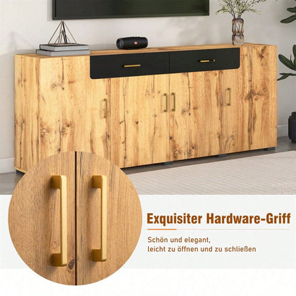 Sideboard, Küchenschrank, Aufbewahrungsschrank , 208 x 39.5 x 80 cm, Kommode mit 4 Türen, 2 Schubkästen, Buffets