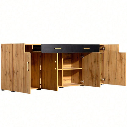 Sideboard, Küchenschrank, Aufbewahrungsschrank , 208 x 39.5 x 80 cm, Kommode mit 4 Türen, 2 Schubkästen, Buffets