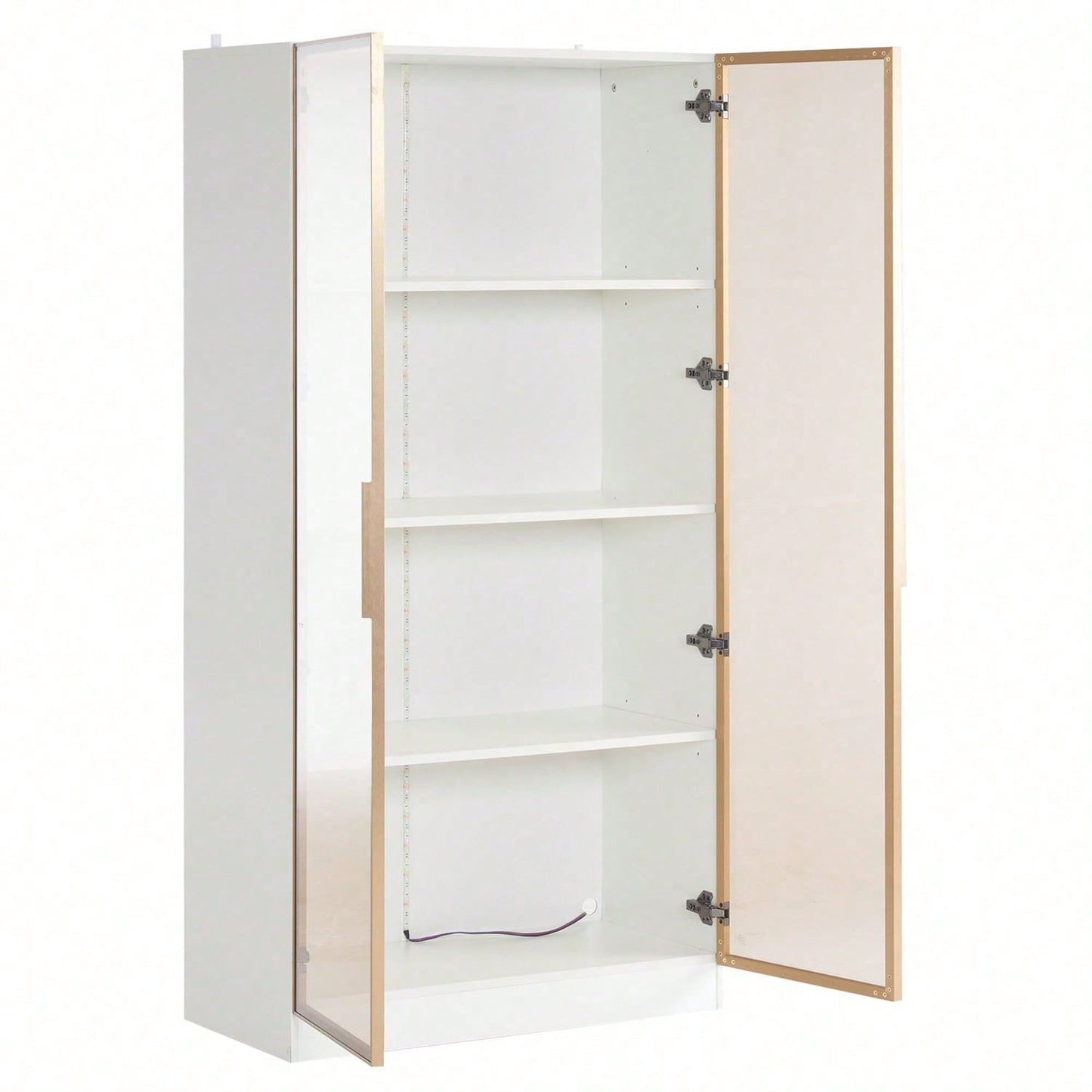 Glasvitrine mit 16-farbiger LED-Beleuchtung, doppeltürige Vitrine mit beweglichen Einlegeböden, 80*40*160cm,Hochschrank für Wohnzimmer, Standvitrine,Badezimmerschrank