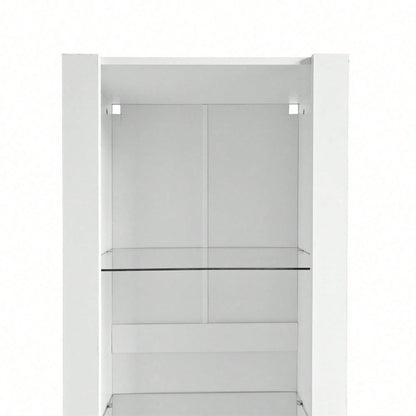 Weiße Hochglanz-Vitrine mit LED-Beleuchtung, 3 Glasböden, 55*38*166 cm, Vitrinen, Standvitrinen, Hochschränke, Lagerschränke