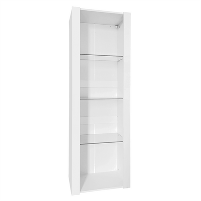 Weiße Hochglanz-Vitrine mit LED-Beleuchtung, 3 Glasböden, 55*38*166 cm, Vitrinen, Standvitrinen, Hochschränke, Lagerschränke