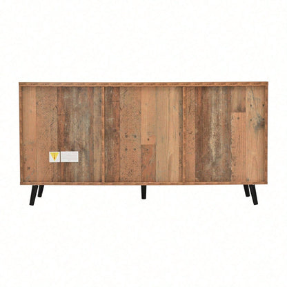 Sideboard TV-Schrank mit verstellbaren Regalen, Kommode, vertikaler Schrank, Aufbewahrungsschrank, drei Schubladen, für Wohnzimmer, Esszimmer, Schlafzimmer, Vintage, Braun, 140cm
