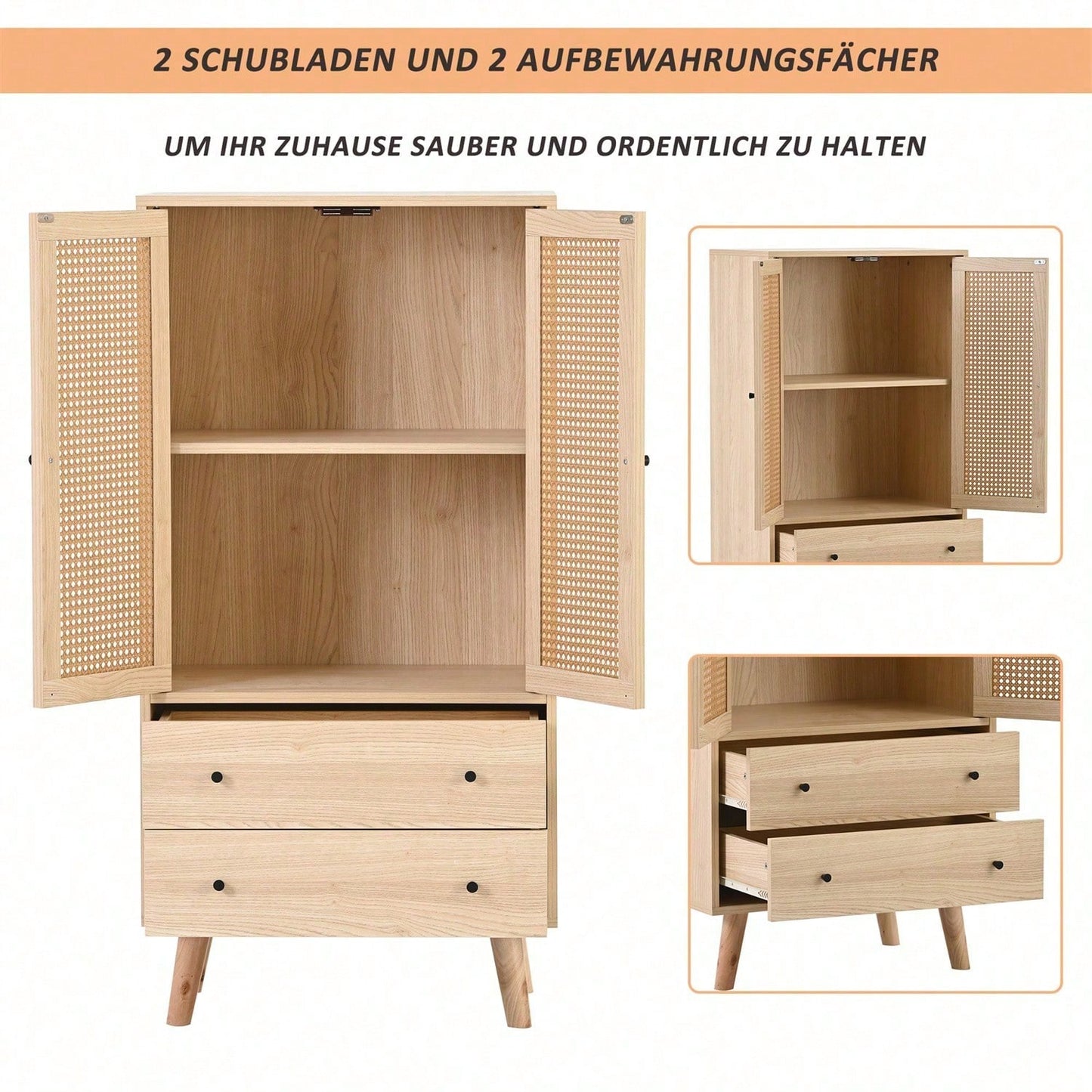 Esszimmer Wohnzimmer Sideboard Kommode Stehschrank Aufbewahrung Sideboard TV-Tisch mit Türen und Schubladen Sideboard mit großem Stauraum Breite 60 cm