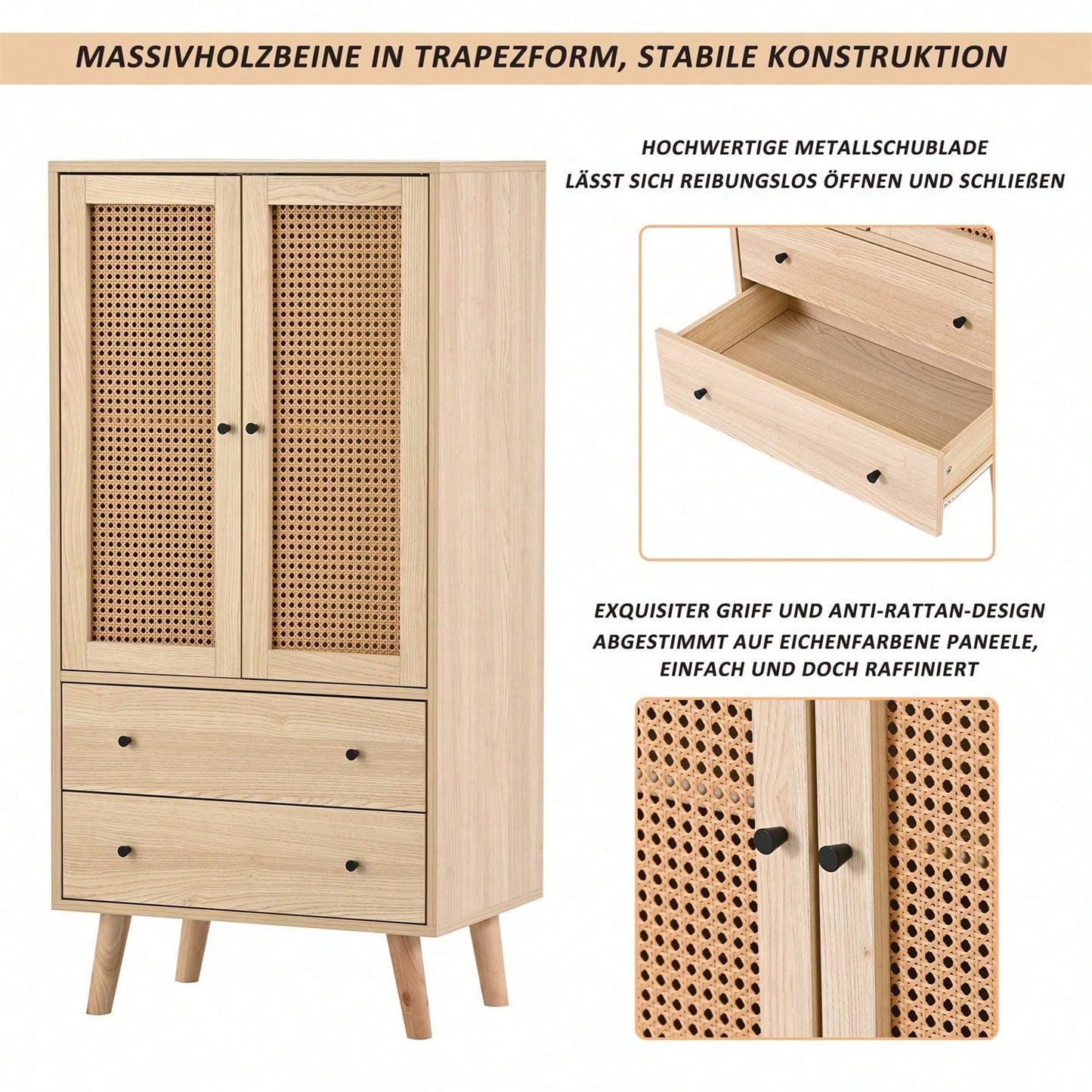 Esszimmer Wohnzimmer Sideboard Kommode Stehschrank Aufbewahrung Sideboard TV-Tisch mit Türen und Schubladen Sideboard mit großem Stauraum Breite 60 cm