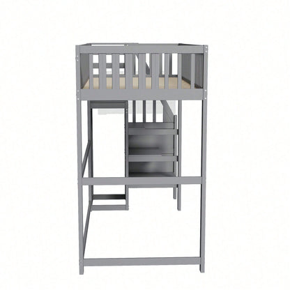 Weißes Kinder-Hochbett 90x200 mit Treppe & Aufbewahrungsregal – inkl. Kleiderschrank